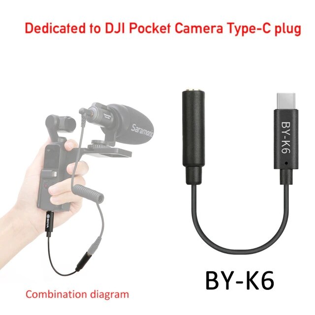 BOYA – câble audio TRS vers Lightning/type-c pour téléphone Android Apple, câble d&#39;extension de microphone, BY-K1/BY-K6 mm, 3.5, K2, K3, K4, K5: BY-K6
