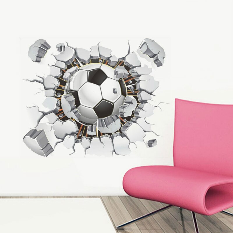 3D Soccer Ball Football Wall Sticker Decal Eco-friendly Vinyl Art Decor Sport Boy Bedroom Living Room Mural