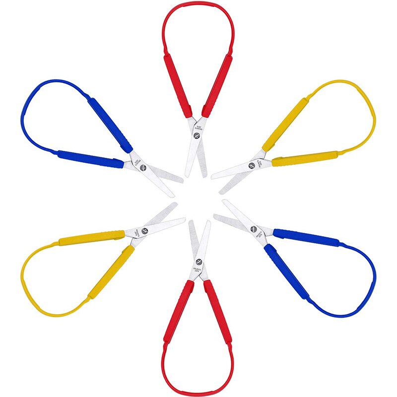 Schleife Schere Bunte Griff Schere Schleife Griff Selbst-Öffnung Schere adaptiv Schneiden Schere 8 Zoll (6 Packungen)