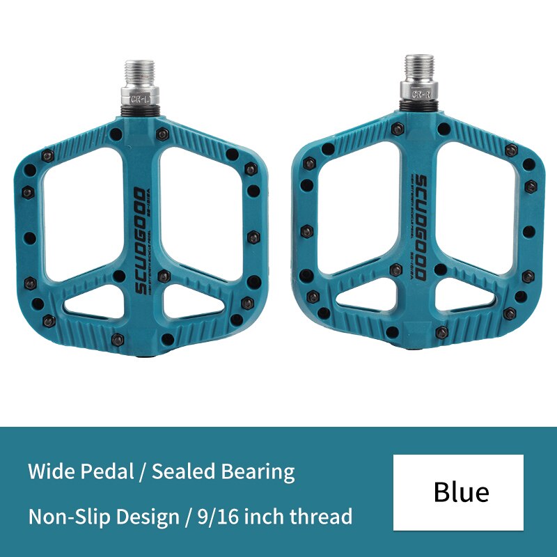 BIKEIN Pro bicicleta MTB bicicleta Pedal montaña pedales de bicicleta BMX plataforma de Nylon antideslizante pedales bicicleta plana grande Pedal partes: Azul