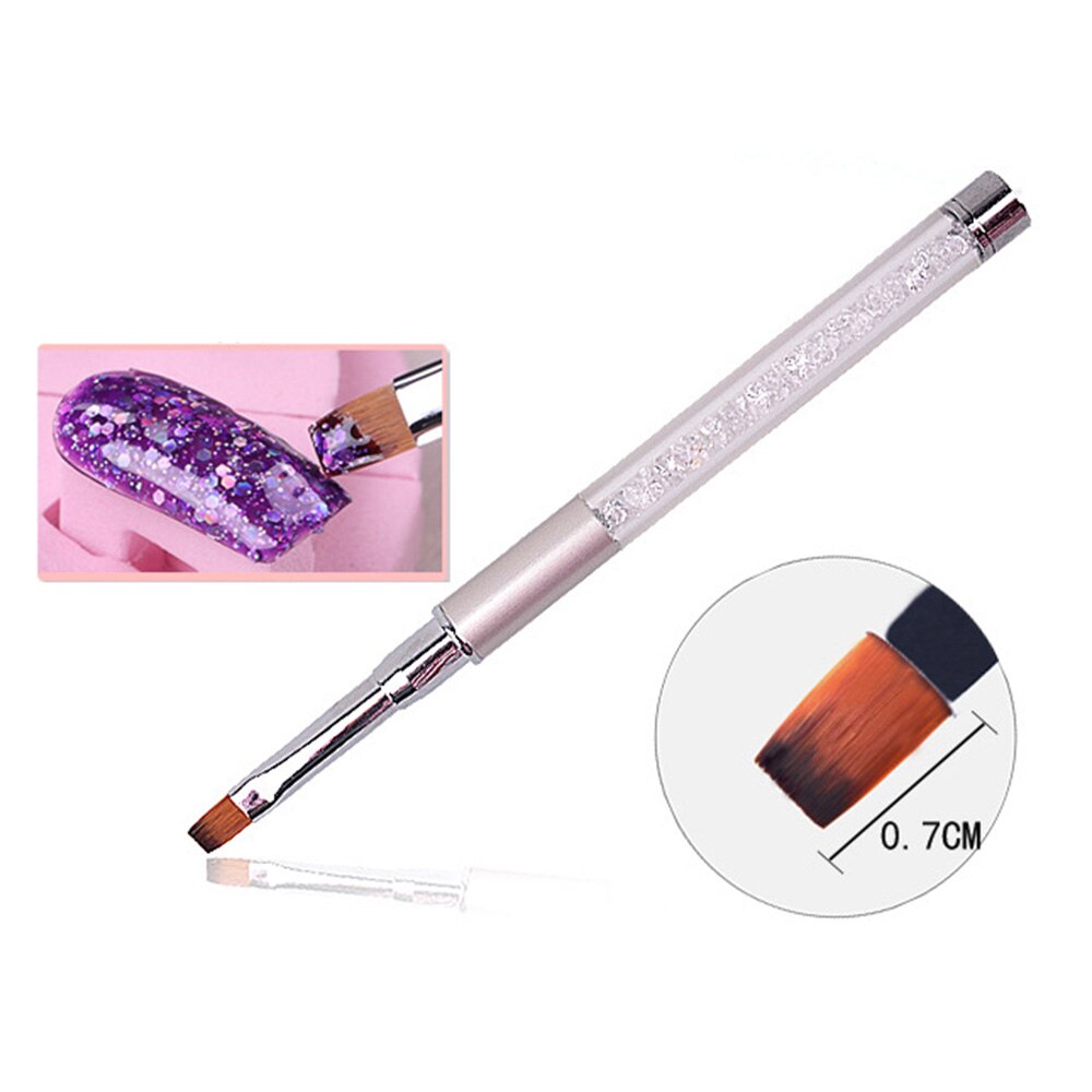 1 pièces strass diamant brosse à ongles Nail Art manucure brosses ensemble ligne fleur stylo pointillage peinture bricolage acrylique brosse à ongles Liner: 1pcs White