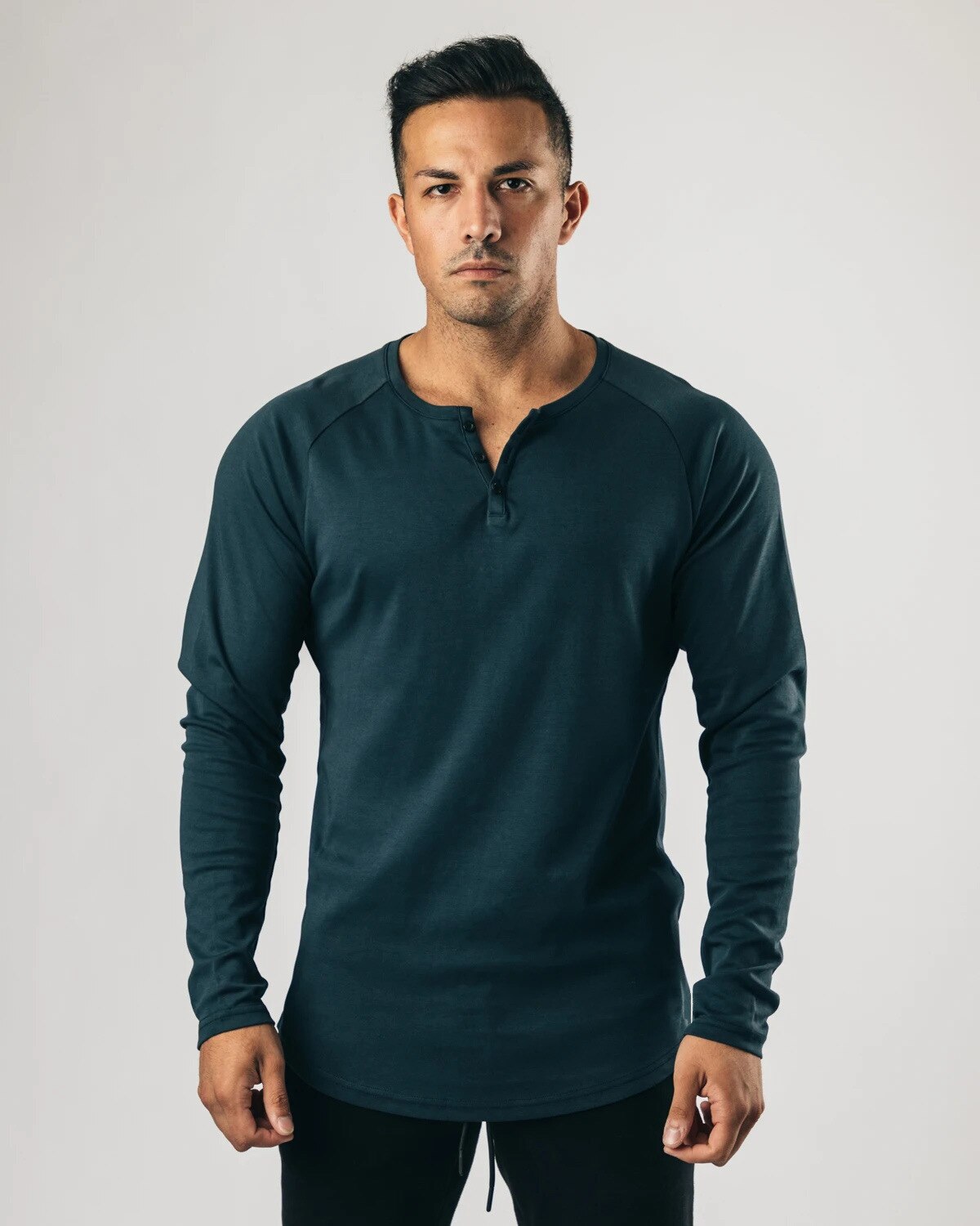Polo en coton à manches longues pour homme, couleur unie, décontracté, haut de Sport: Style 3 / XL