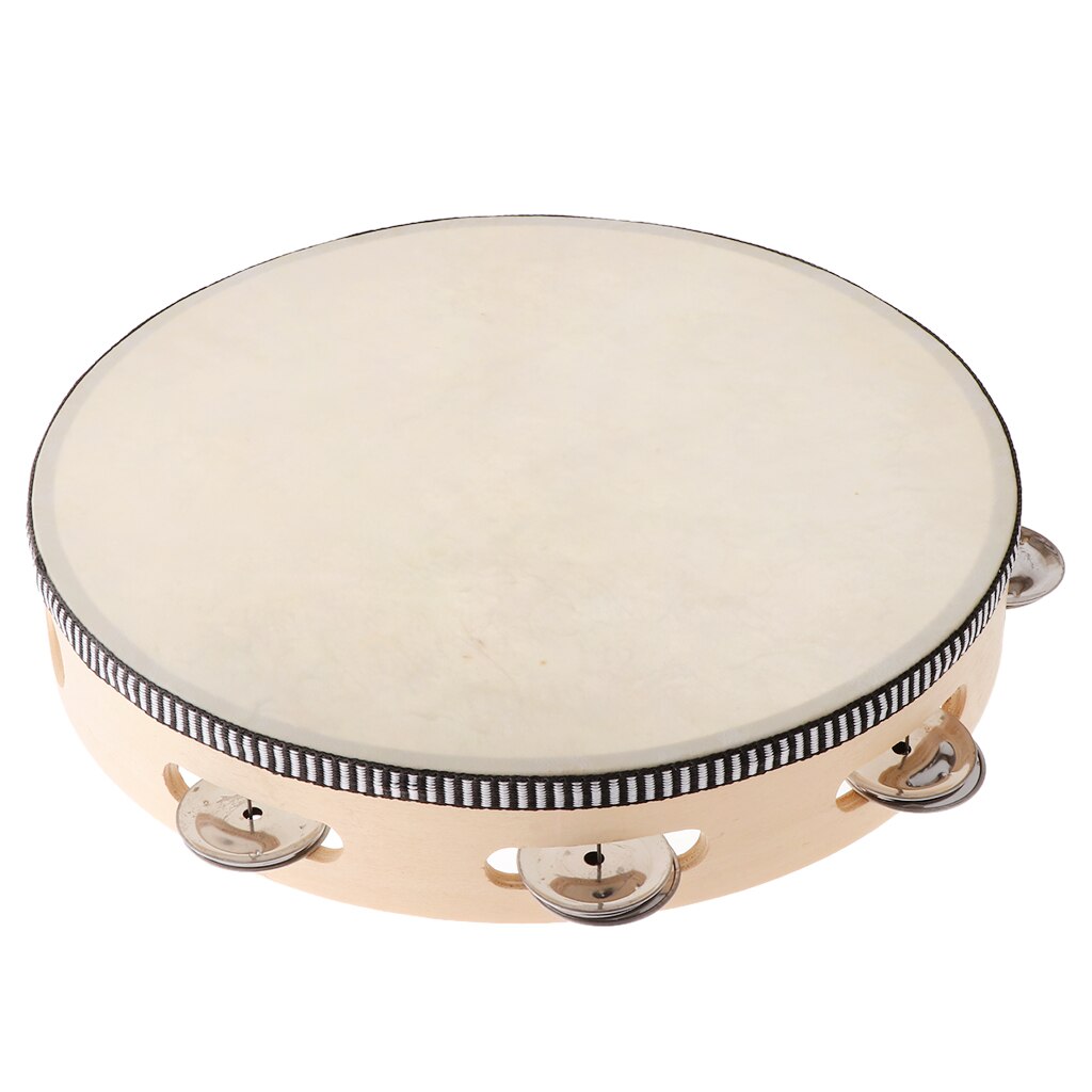Tambourine for Kids &amp; Children 10 inch Hand Held Drum Bell Wood Percussion Musical Educational Instrument