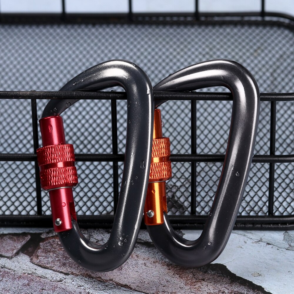Mousqueton d&#39;escalade en forme de D 12KN, avec tirette, verrou de sécurité, accessoires d&#39;escalade en plein air