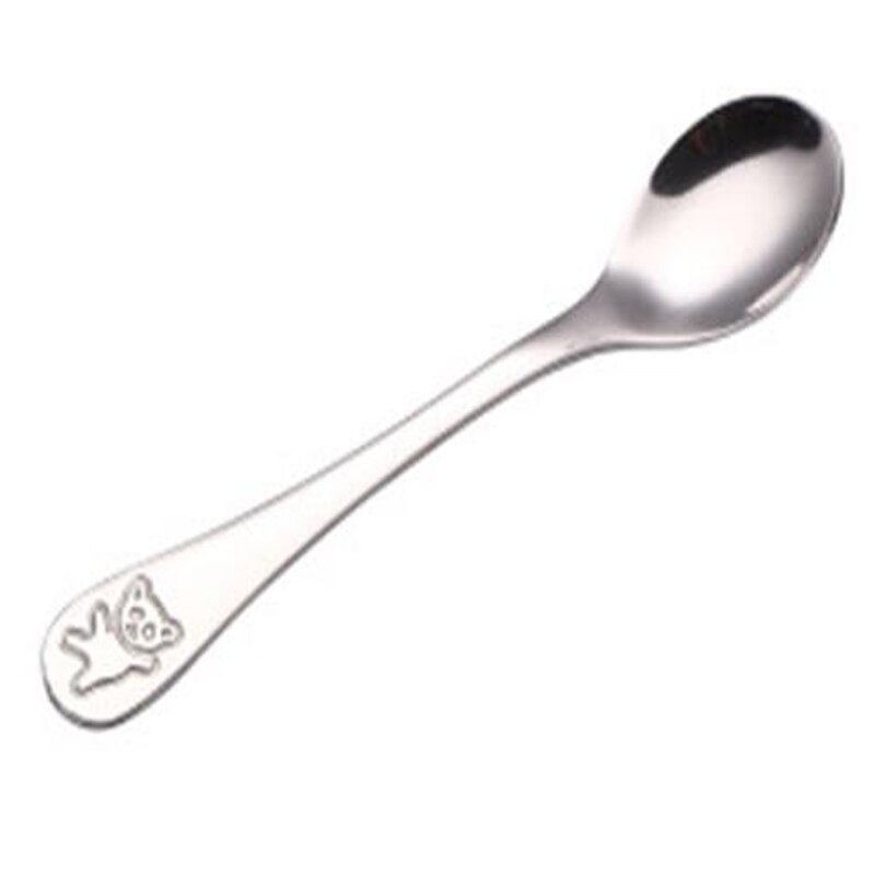 Baby Gadgets Tableware Set Children Utensil Stainless Steel Toddler Dinnerware Cutlery Cartoon Infant Food Feeding Spoon Fork: Small Spoon