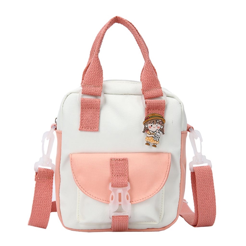 SchöNe Stil Collage Schüler Umhängetasche Mädchen Nylon Tote für Frauen Schulter Taschen: Rosa