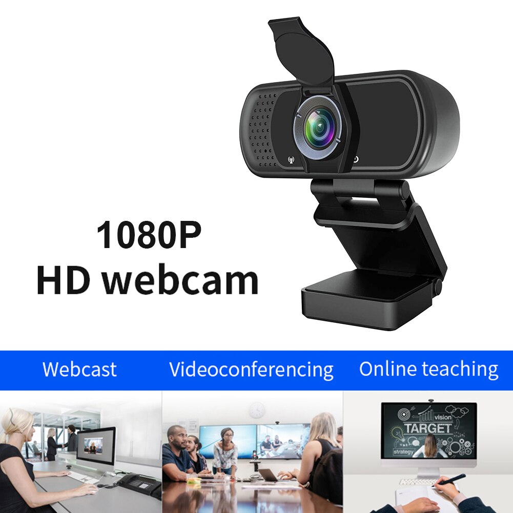 Portátil 1080p hd usb webcam vídeo ao vivo em linha fixo foco mic web câmera de vidro lente cmos sensor de imagem