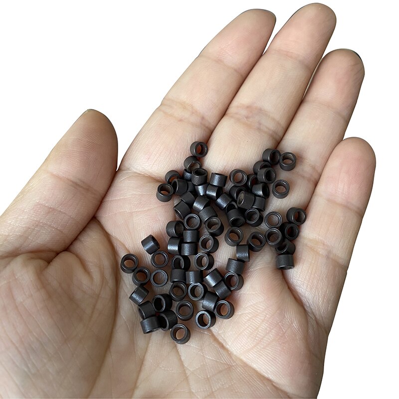 Micro anillos de aluminio para extensiones de cabello, anillas sin tornillo para extensiones de cabello de Punta I, 8 colores, 1000 piezas/botella, 8000 piezas, 4,5x3,0x3,0mm
