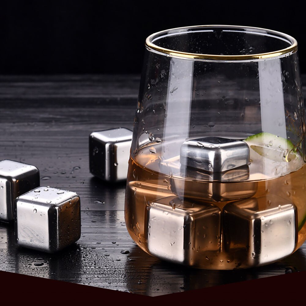 1/6/8 Pcs Rvs Ijsblokjes, Herbruikbare Chilling Stones Voor Whiskey Wijn, houd Je Drankje Koud Langer