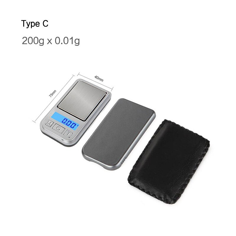 Portable Mini Digital Pocket Scales 500g 200g 100g 0.01g Jewelry Palm Scale Gram Balance Weight Electronic Kitchen Scales: C-200gx0.01g