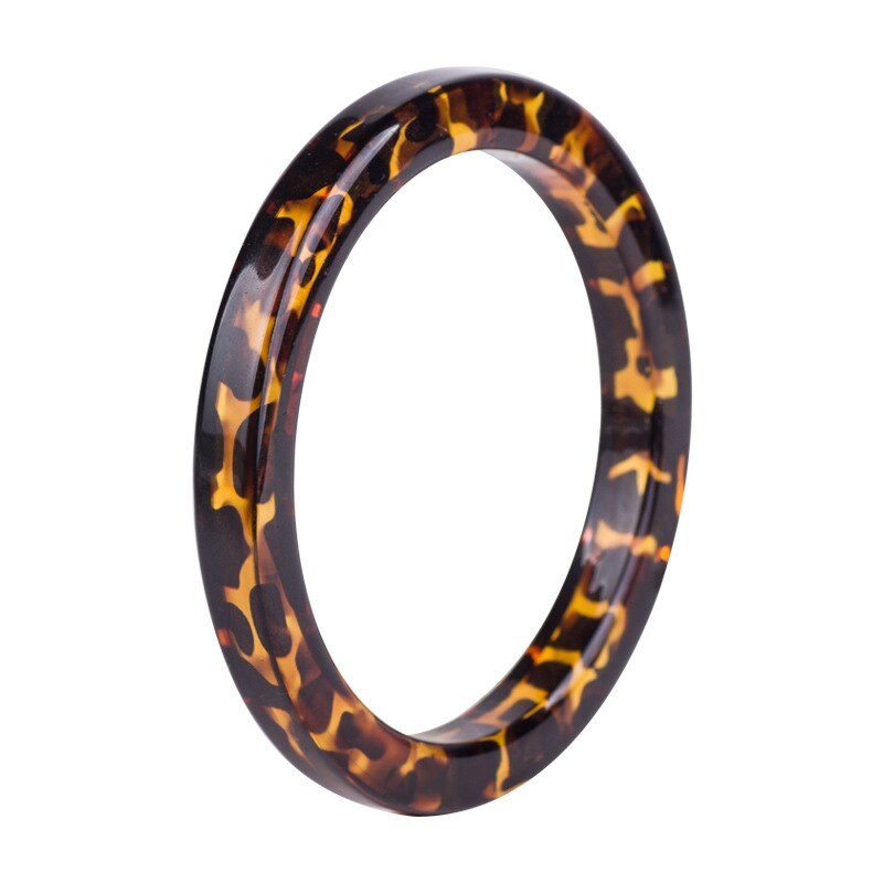 Retro Hand Decoration Resin Cuff Bangle Bracelets Women Lvory Marble Pattern Round Geometry Simple Charm Bangles Jewelry: 014