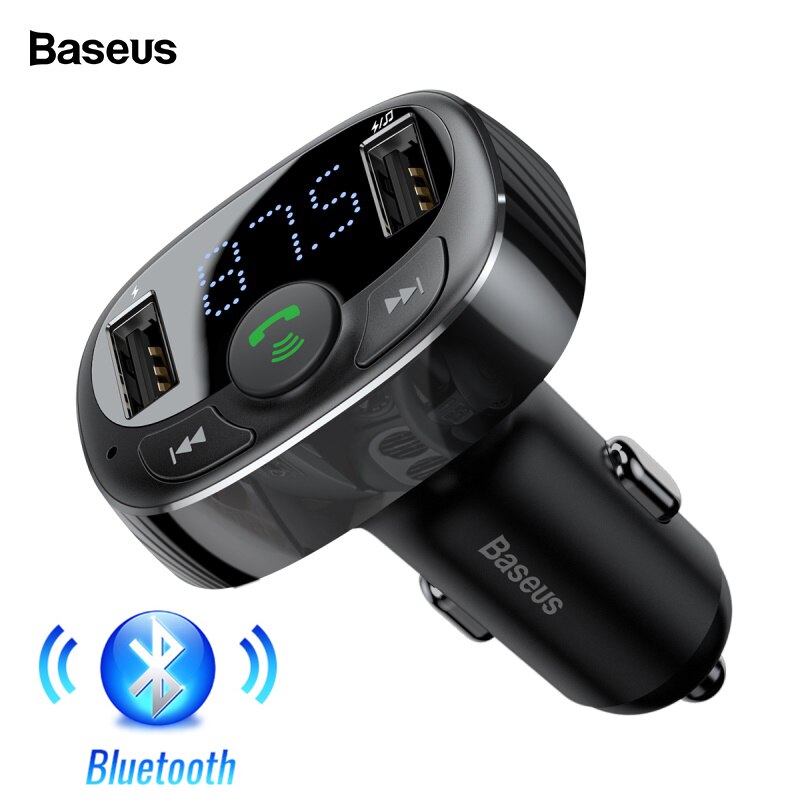 Baseus Usb Auto Oplader Voor Mobiele Telefoon Dual Usb Auto Opladen Handsfree Bluetooth Fm-zender Voor Iphone Xiaomi Samsung: Default Title