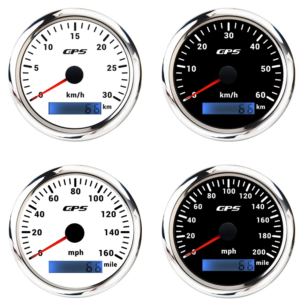 85mm GPS Speed Gauge Meter 0-30/60/120/200 Km/h MPH 0-80/160 MPH 7 Colors Backlight for Truck Car Yachts