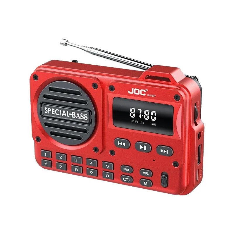 Portable Bluetooth Radio with Full Frequency Band and Full Channel Functions Card Insertion Radio with Automatic Channel Search: Red