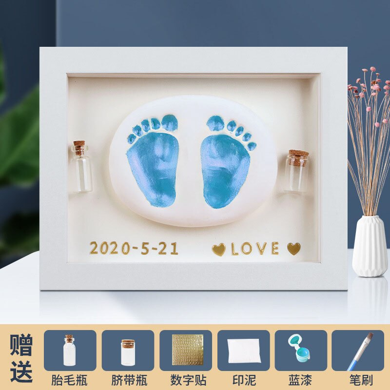 Empreinte de main 3D en argile douce, empreinte de bébé, cadre Photo pour enfants, moulage à la main, décoration de la maison, pour enfants: Blue