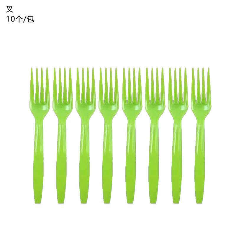 Hawaii party decoration green leaves jungle disposable tableware plates napkins tropical summer wedding party: 10pcs fork