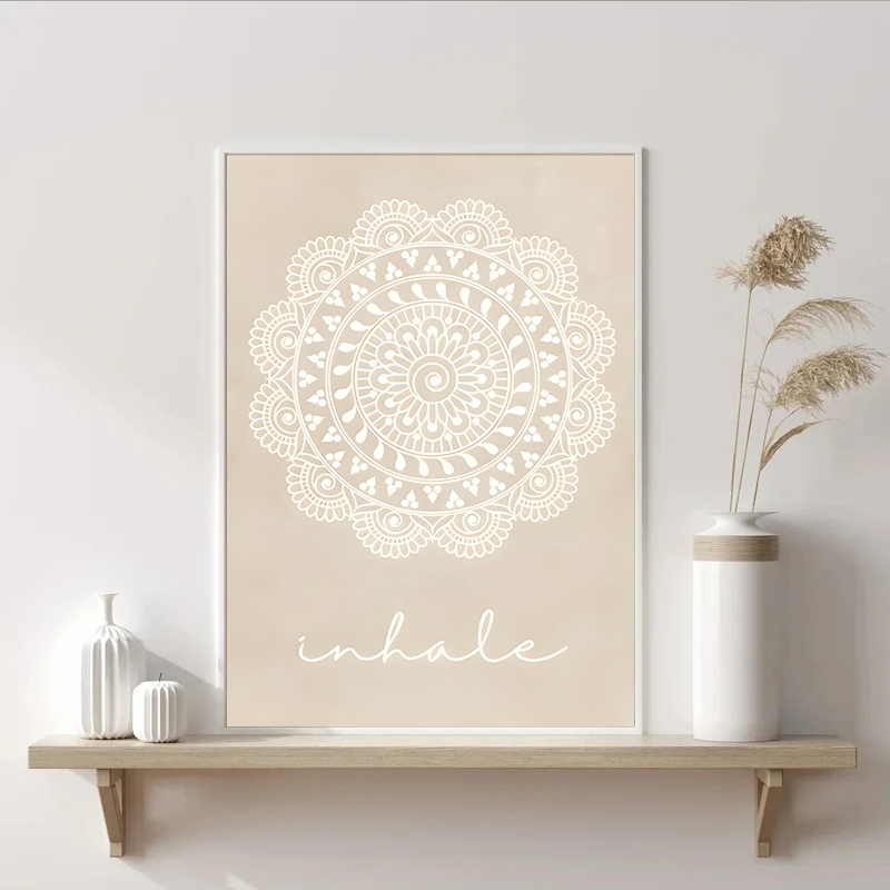 Abstract Mandala Canvas Print - Bohemian Line Flow... – Grandado