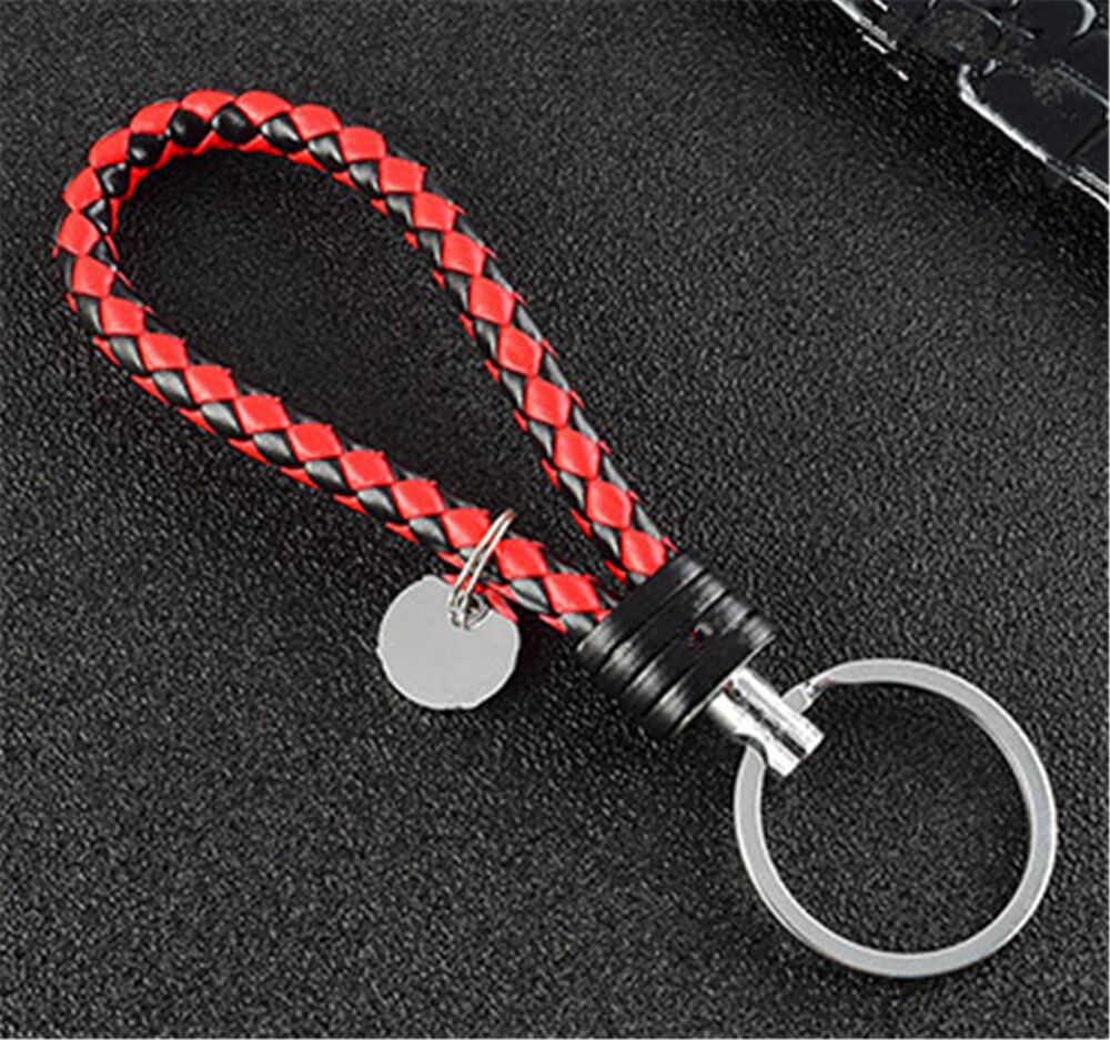 Bilform hänge vävt läder nyckelring rep diy för kia provo  k9 cross carens cub trackster ray  k2 naimo: Svart