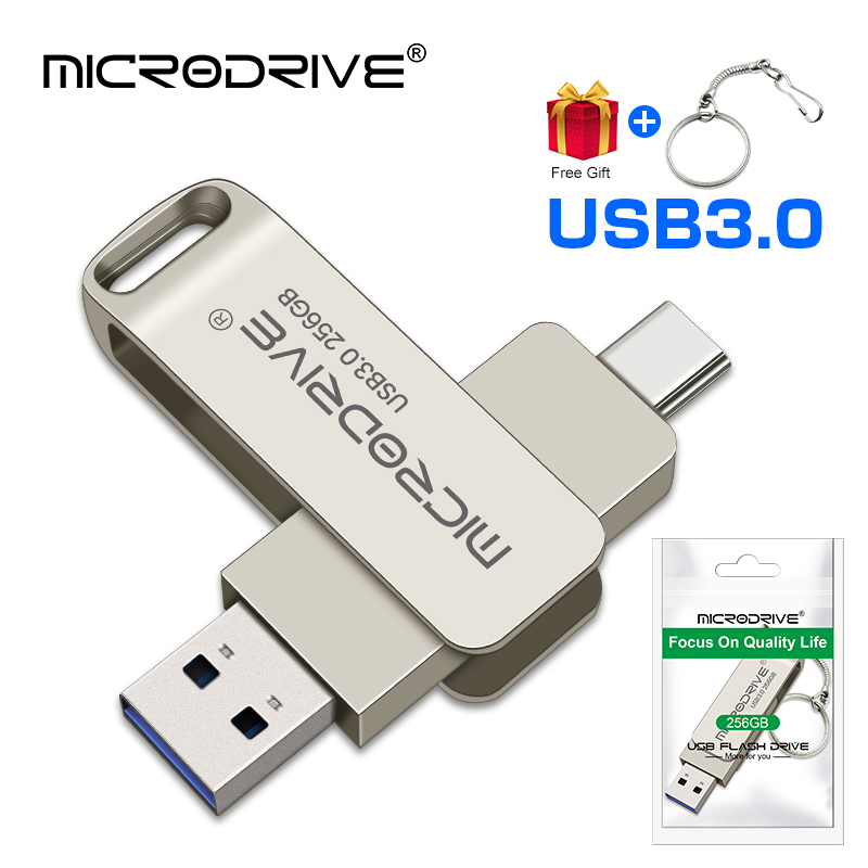 Unidade flash USB TIPO C OTG 2 em 1 USB Stick 3.0 128GB Pen Drive 64GB 256GB 512GB Disk de memória Pendrive
