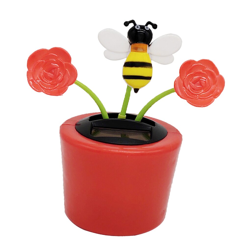 Solar Powered Rose Honey Bee Flower Dancing Doll Toy Home Decor