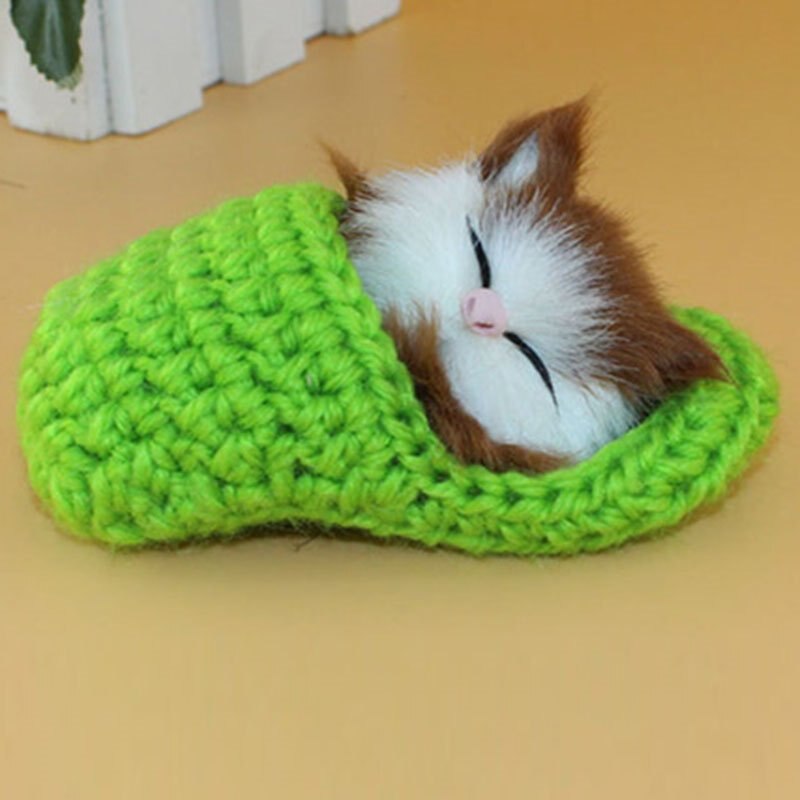 Jouet joli chaton miaou pression 1 pièce | Mignon petits chats dormir ou assis, pantoufle drôle petit chat sonnant, décoration de maison voiture et de bureau: F