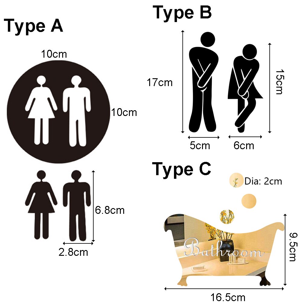 3D Vinyl Bad Spiegel Aufkleber Frau & Mann Wc Zeichen Spiegel Wand Aufkleber Home Hotel Waschraum Tür Zeichen Spiegel Aufkleber