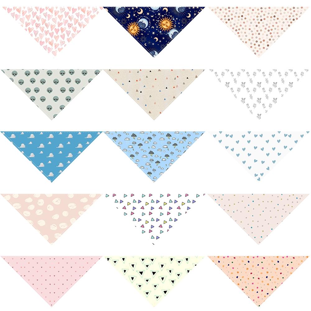 Collier bandana ajustable à 15 styles pour chiot, chat, chien, motifs géométriques, foulard