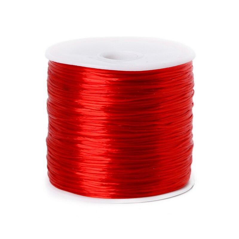 50m/ rullar 0.7mm 14 färger för val elastisk pärlor stretchtråd/snöre/snöre/tråd för kläder skor armband smycketillverkning: Röd