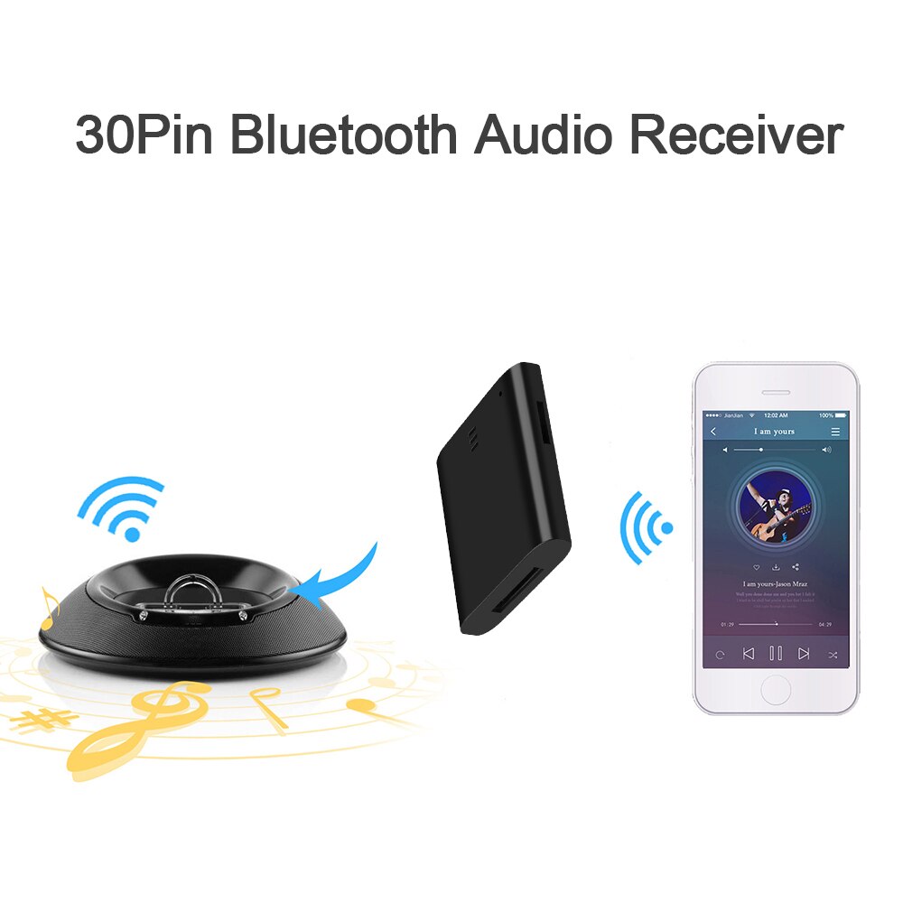 Kebidu 30 pin dock docking station højttaler bluetooth  v2.0 a2dp musik modtager adapter til ipod til iphone verden over