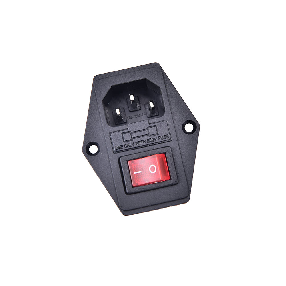 3 pin IEC320 C14 plug OP/UIT schakelaar Socket met vrouwelijke plug voor voeding cord arcade machine schakelaar met Zekering