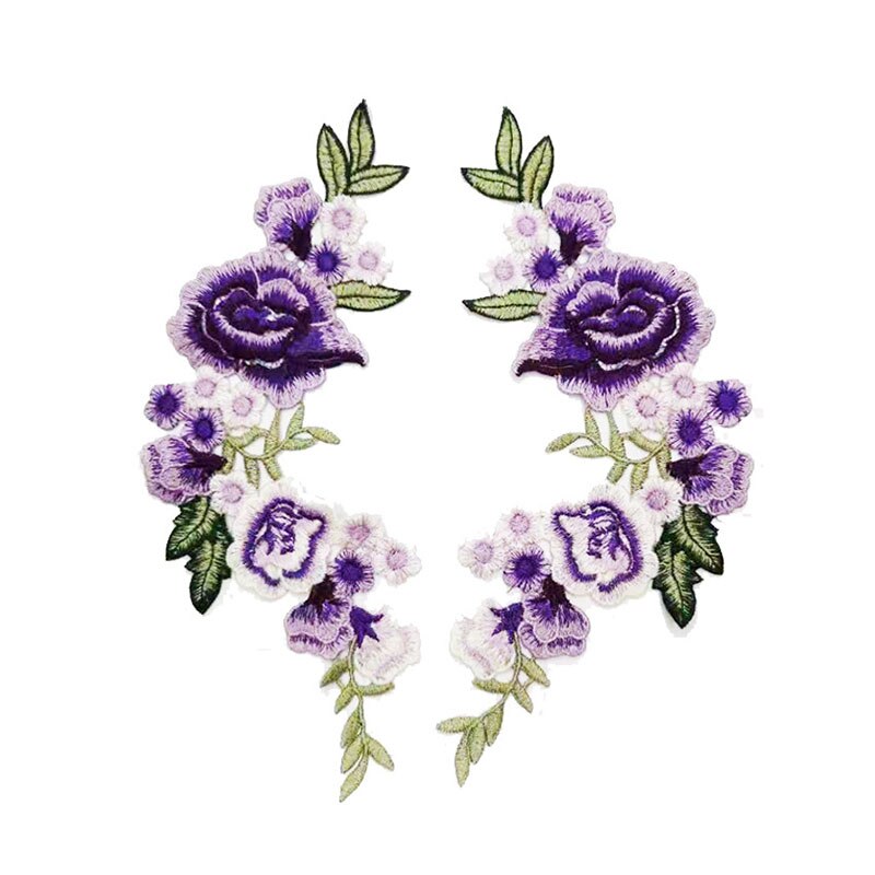 DIY Kleding Patch 1 PC/2 PCS Voor Jeans Badges Zak Naaien Borduren Ambachten Sticker Rose Bloem kleding Accessoires Applique: Purple B