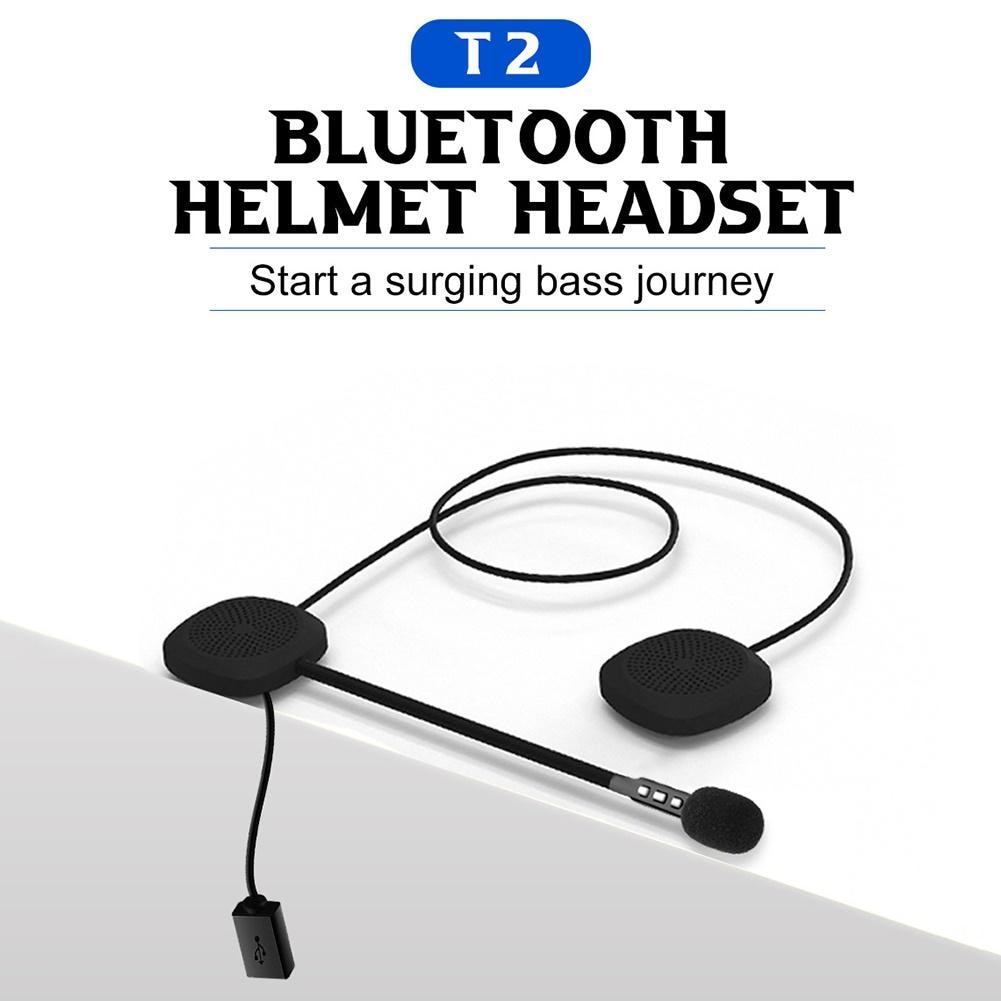 Helm Headset T2 Draadloze Bluetooth 5.0 Motorhelm Headset Stereo Speaker Hoofdtelefoon