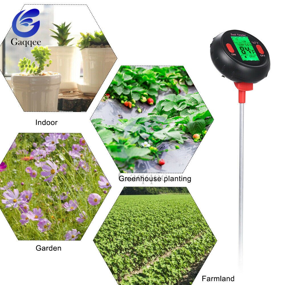 5 in 1 Digital PH Meter Soil Moisture Monitor Temperature Humidity PH Meter Moisture Light Intensity Analysis Tester for Garden