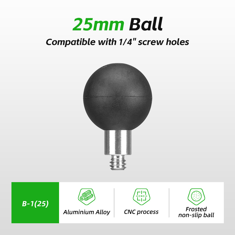 Adapter do mocowania kulowego FANAUE 25 mm 17 mm z gwintowanym słupkiem 1/4"-20 i kulą ze stali nierdzewnej w rozmiarze B 1" do mocowania ram: Black