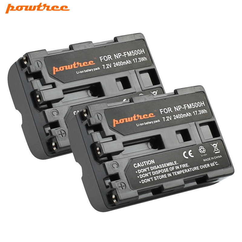 Powtree 2400mAh NP-FM500H NP FM500H kamera bateria zastępcza dla Sony A57 A58 A65 A77 A99 A550 A560 A580 baterii NP-FM500H: 2 bateria