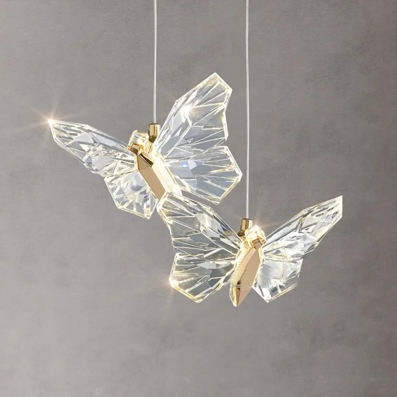 Lampy wiszące doprowadziło w kształcie motyli, oświetlenie wewnętrzne w stylu nordyckim robić domu, kuchni, salonu, sypialni, dekoracja nad sofę, lampa wisząca