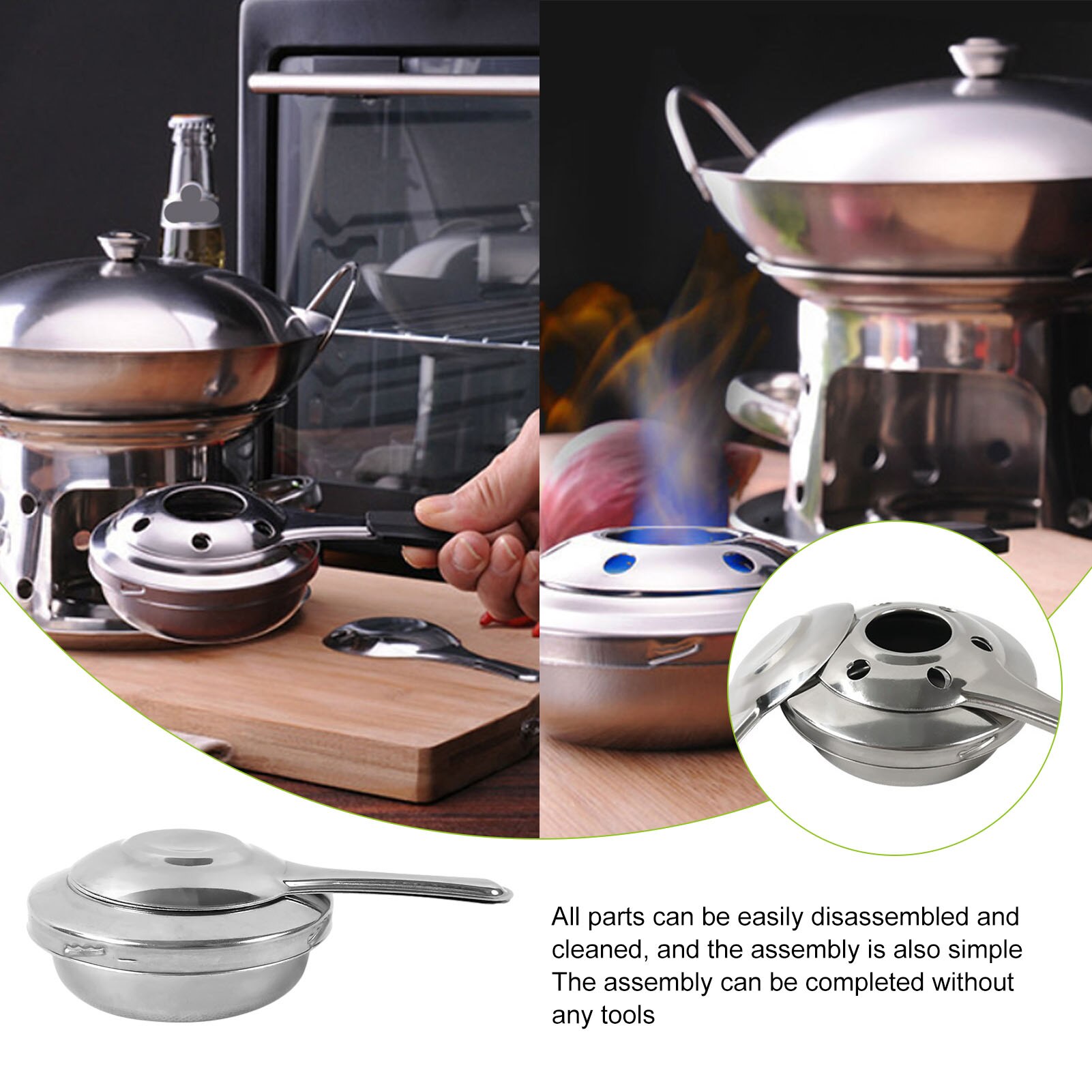 Brûleur à alcool Portable en acier inoxydable, ave... Grandado