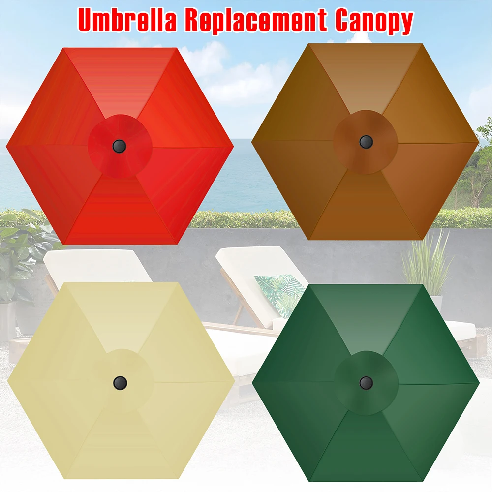Auvent de remplacement de parapluie, tissu de remplacement de Parasol étanche de 6,4 pieds, accessoires de Parasol de Patio extérieur pour Parasol à 6 nervures