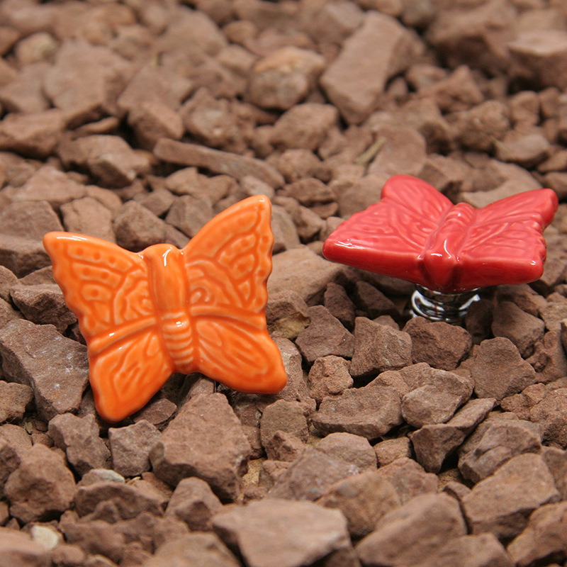 35mm farverige keramiske sommerfugleskabsknapper dørtrækhåndtag skab skuffe garderobemøbler håndtagsknapper