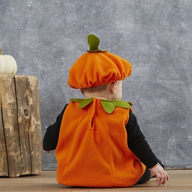 Rushed Microfiber Baby Girls Boys For Bebe Cosplay Halloween Baby Kid Pumpkin Suit Top Blouse Dress+hat Clothes Costumes