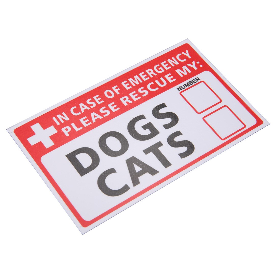 2Pcs Emergency Pet Rescue Dog Cat Vinyl Sticker First Responder Fire Safety Decal Warning Label Signs