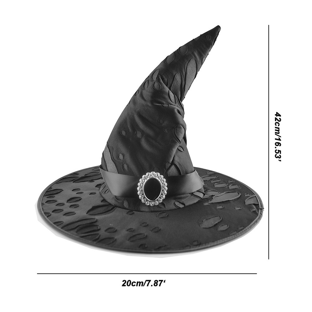 Zwarte Heks Hoeden Vrouwen Grote Ruches Hoed Maskerade Tovenaarshoed Halloween Party Fancy Dress Decor Party Cap