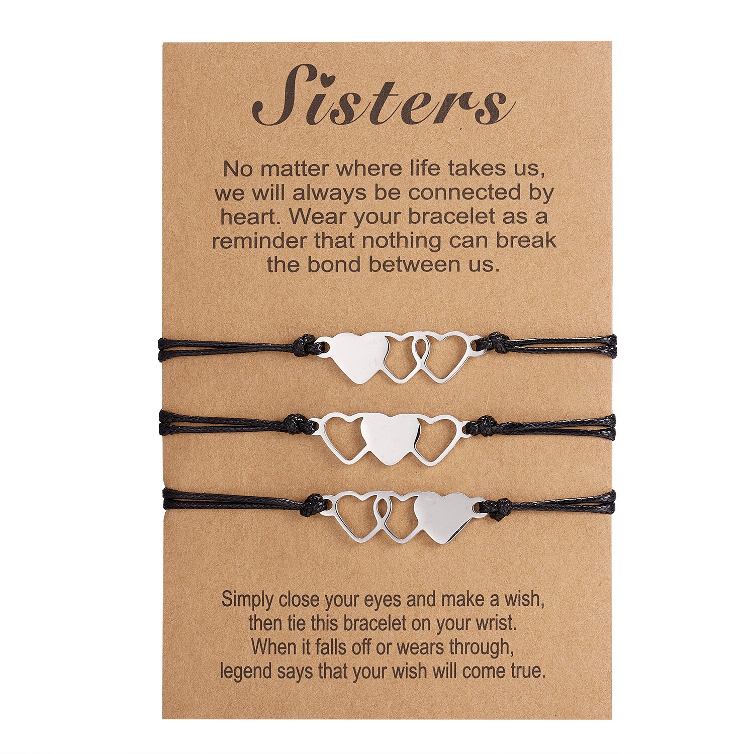 2pcs/set Heart Circle Beads Charm Bracelets For Women Girls Handmade Black Thread Bracelets Jewelry With Card Mother's Day: 5