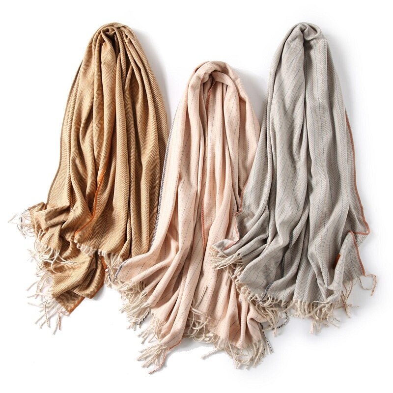 Cashmere tørklæder kvinder vinter tykkere varme bløde pashmina sjaler ombryder solid kvindelig uld langt kvast tørklæde  ad022