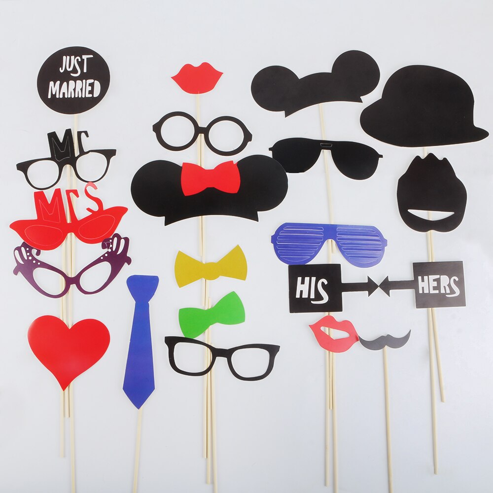31pcs DIY Photo Booth Prop Wedding Birthday Party Decorations Stick Wedding Party Favor Mask Photo Booth Props