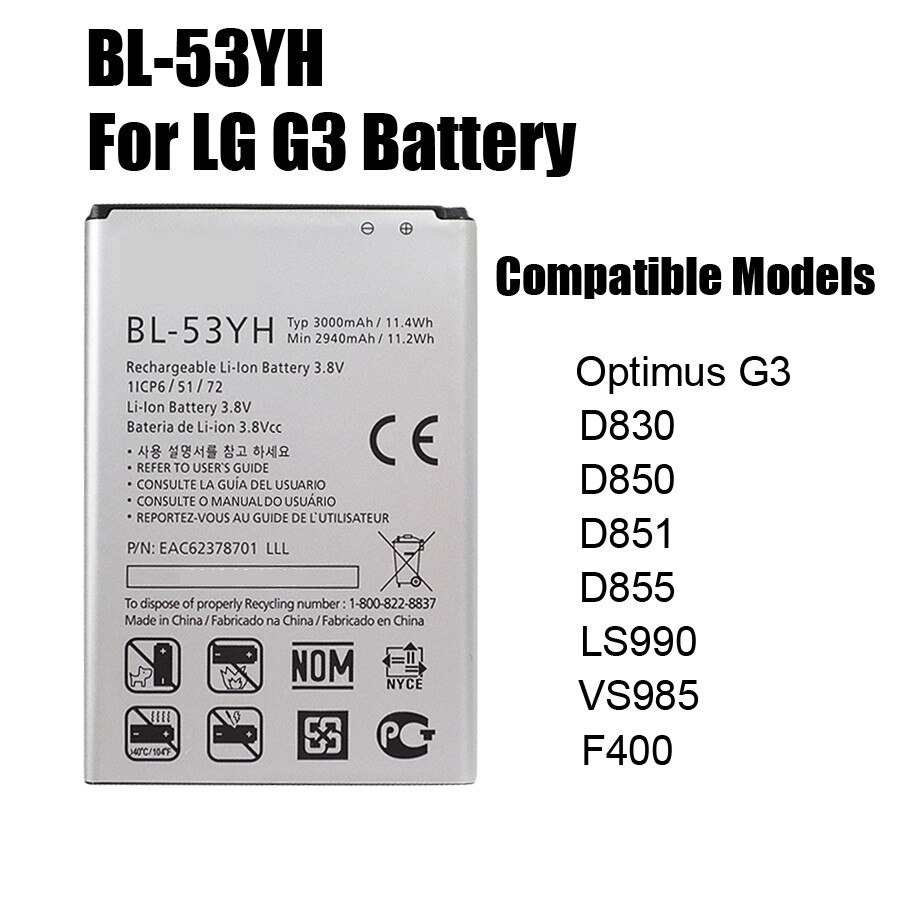PINZHENG Compatible Phone Battery for LG G3 G4 G5 V10 V20 - 2801-3500mAh