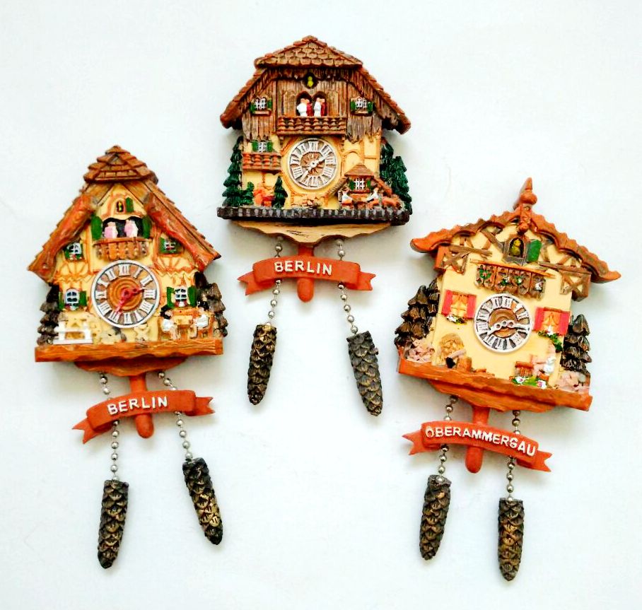 Handgemaakte Geschilderd Duitsland Koekoeksklok 3D Magneten Toeristische Souvenirs Home Decor Koelkast Magnetische Stickers