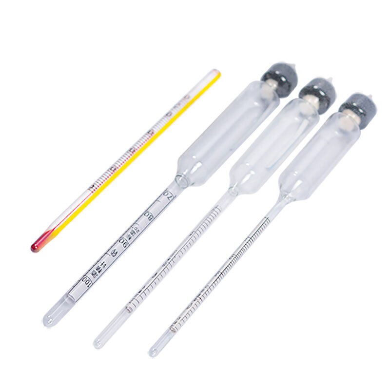 5 stk / sæt alkoholmåler vinkoncentrationsmåler alkoholinstrument hydrometer tester med måleflaske termometer 0-100%