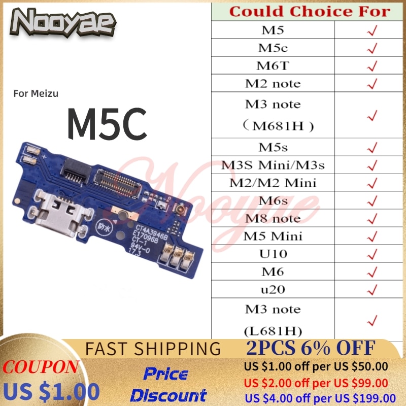Para Meizu M5C M710H M5s M5 mini M6s M6 M8 M2 M3 note M3s U10 U20 M6t puerto de carga USB, puerto de carga, Cable de micrófono flexible
