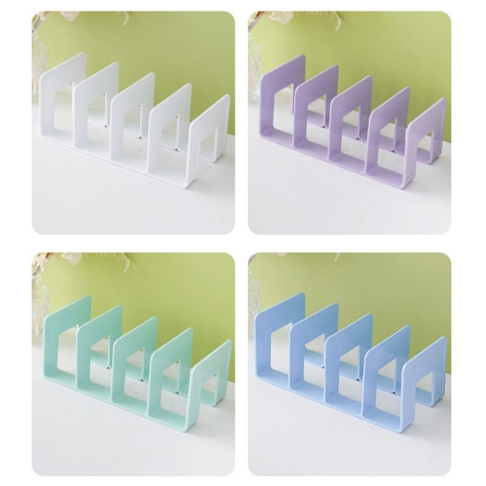 File Organizer Display Desktop Bookends 4 Grid Sturdy Divider Book Stand Bookshelf Simple Desk File Sorter Student